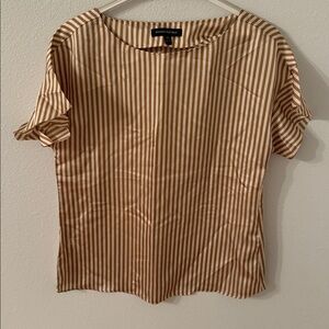 Banana Republic Tan and White Striped Blouse